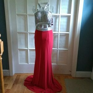 Red and Silver Prom Dress